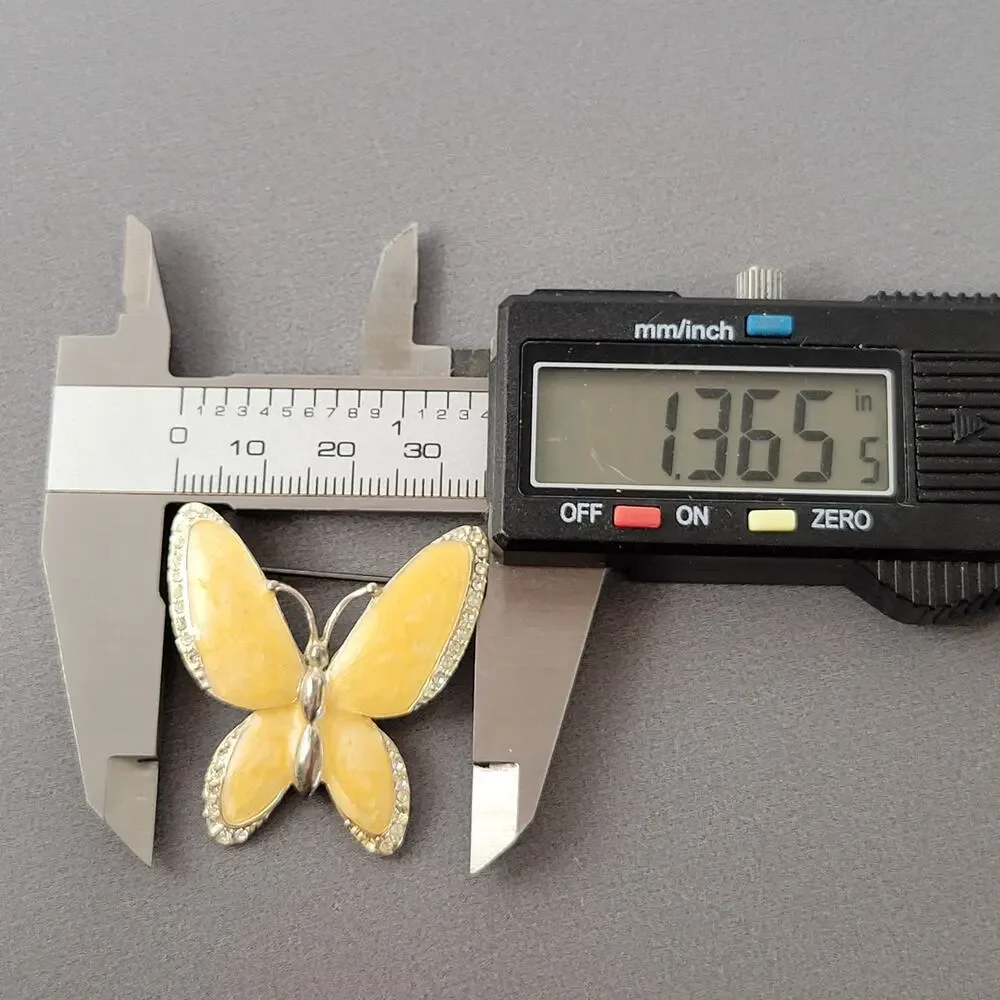 Vintage Butterfly Brooch Lot Enamel Rhinestone Gold Tone Pin Yellow Blue